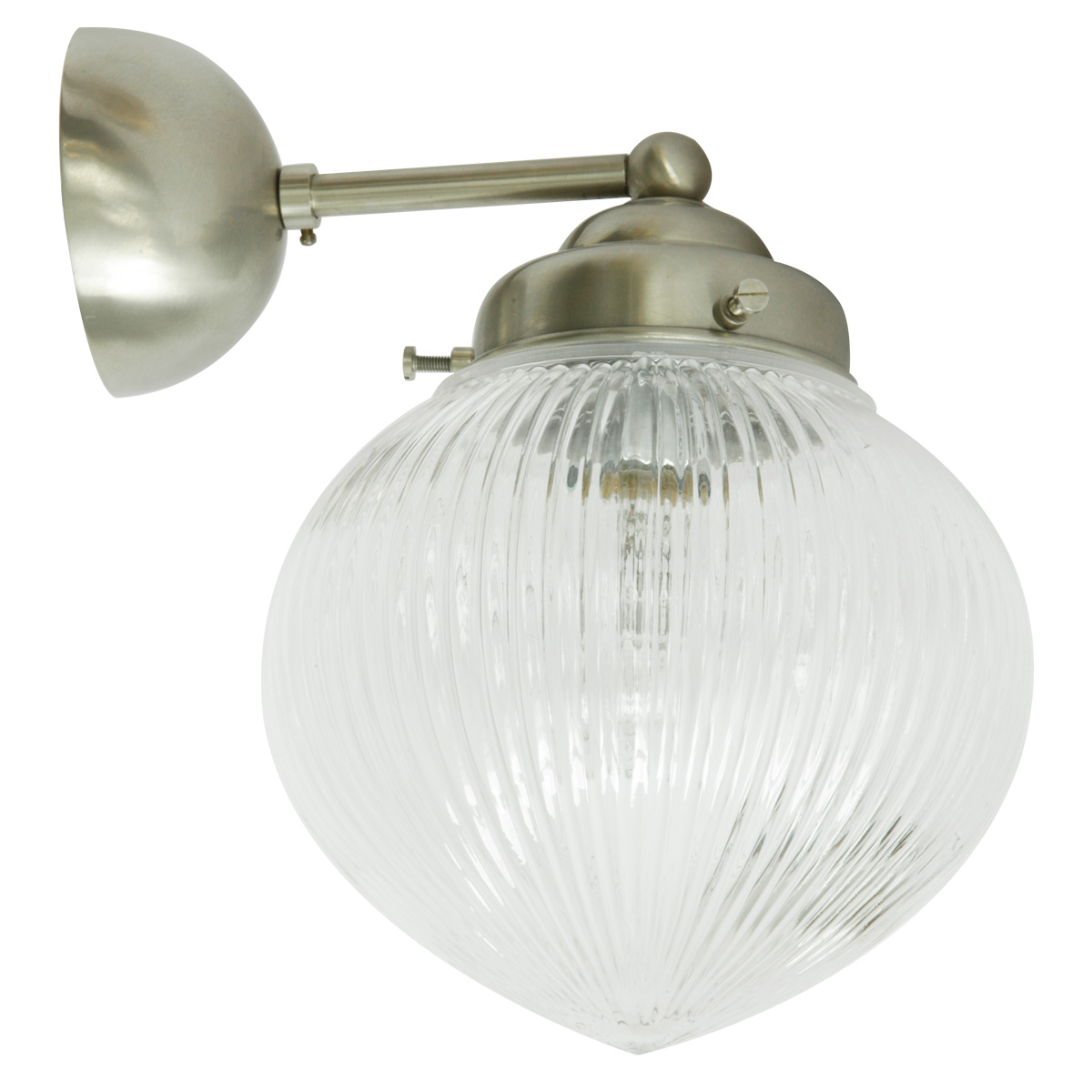 Wall lamp with hazelnut-shaped fluted holophane glass