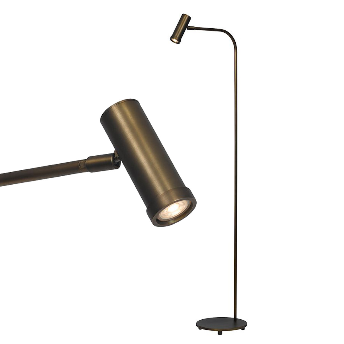 Reading Floor Lamp TOBINA in Patinated Brass, 130 cm