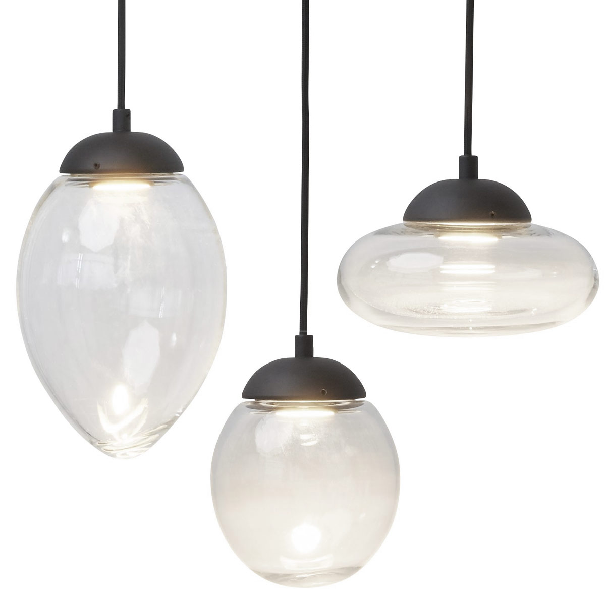 Kleine LED-Hängeleuchte VITROLO mit Glasschirm, 3 Modelle