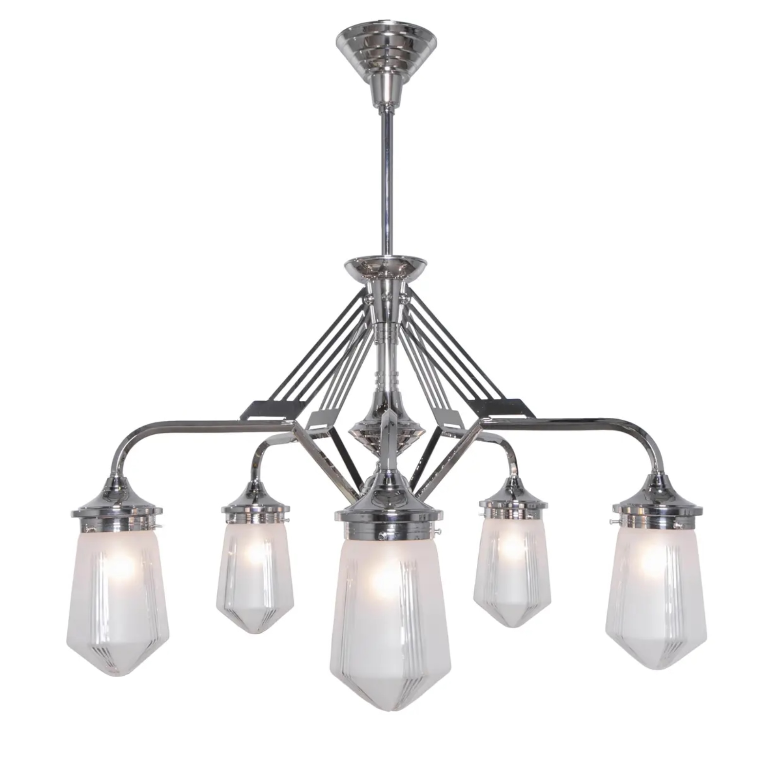 Stilvoller 5-armiger Art déco-Hängeleuchter Stilvoller 5-armiger Art déco-Hängeleuchter