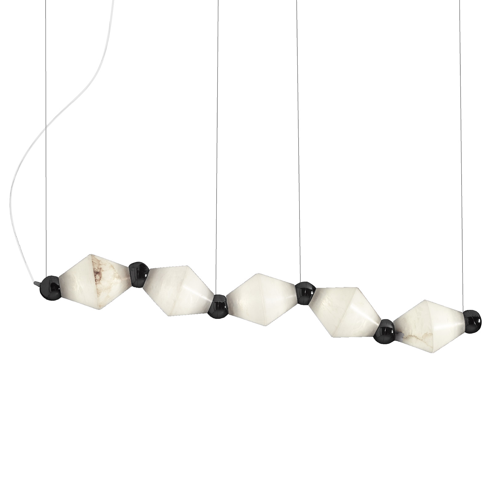 Bild 6: 09 dunkelblau glänzend Italienische Luxuxs-Hängeleuchte mit Alabaster-Segmenten CHRONOS: 09 dunkelblau glänzend