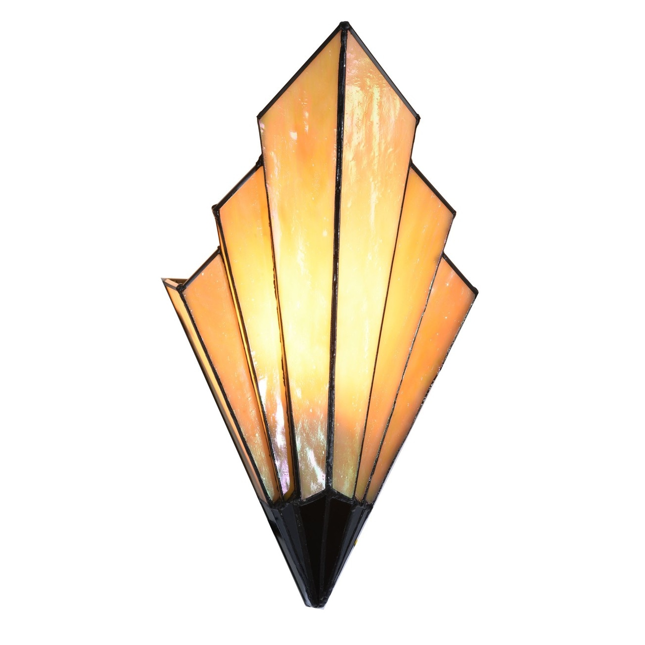 Wall Light in French Art Déco Styling with Amber Glass