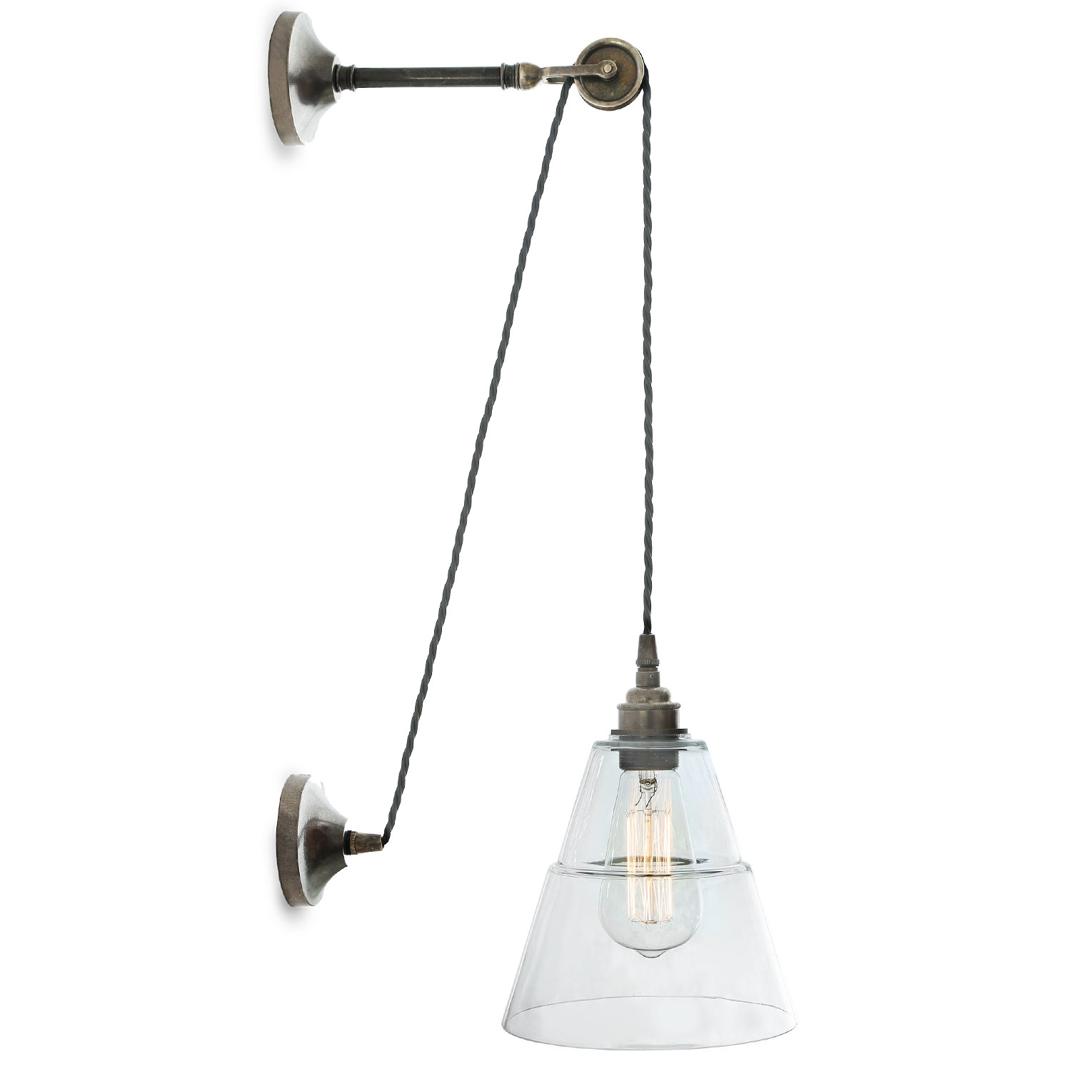 Orignial pendant wall light with beam and pulley