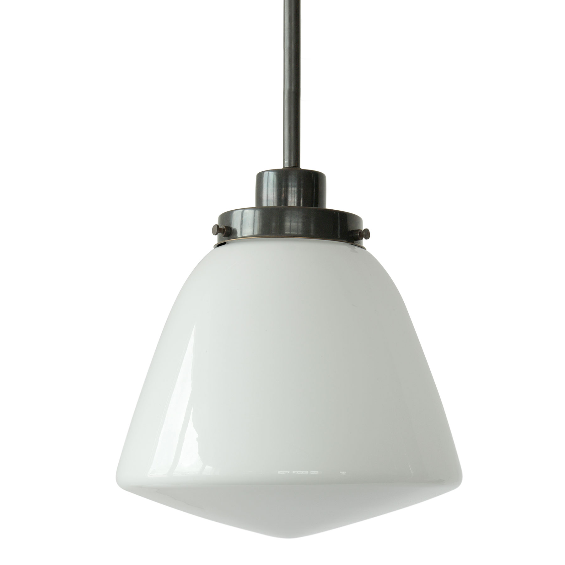 Stilvolle Pendelleuchte „Schoolhouse“ mit Rhomben-Opalglas Ø 26 cm