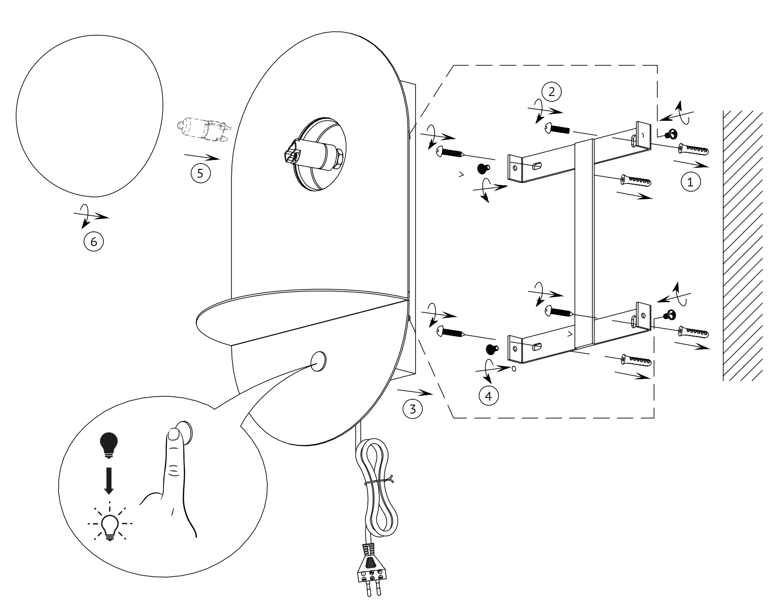 Funktionale Wandleuchte mit Tastdimmer und USB-C Port, Bild 12