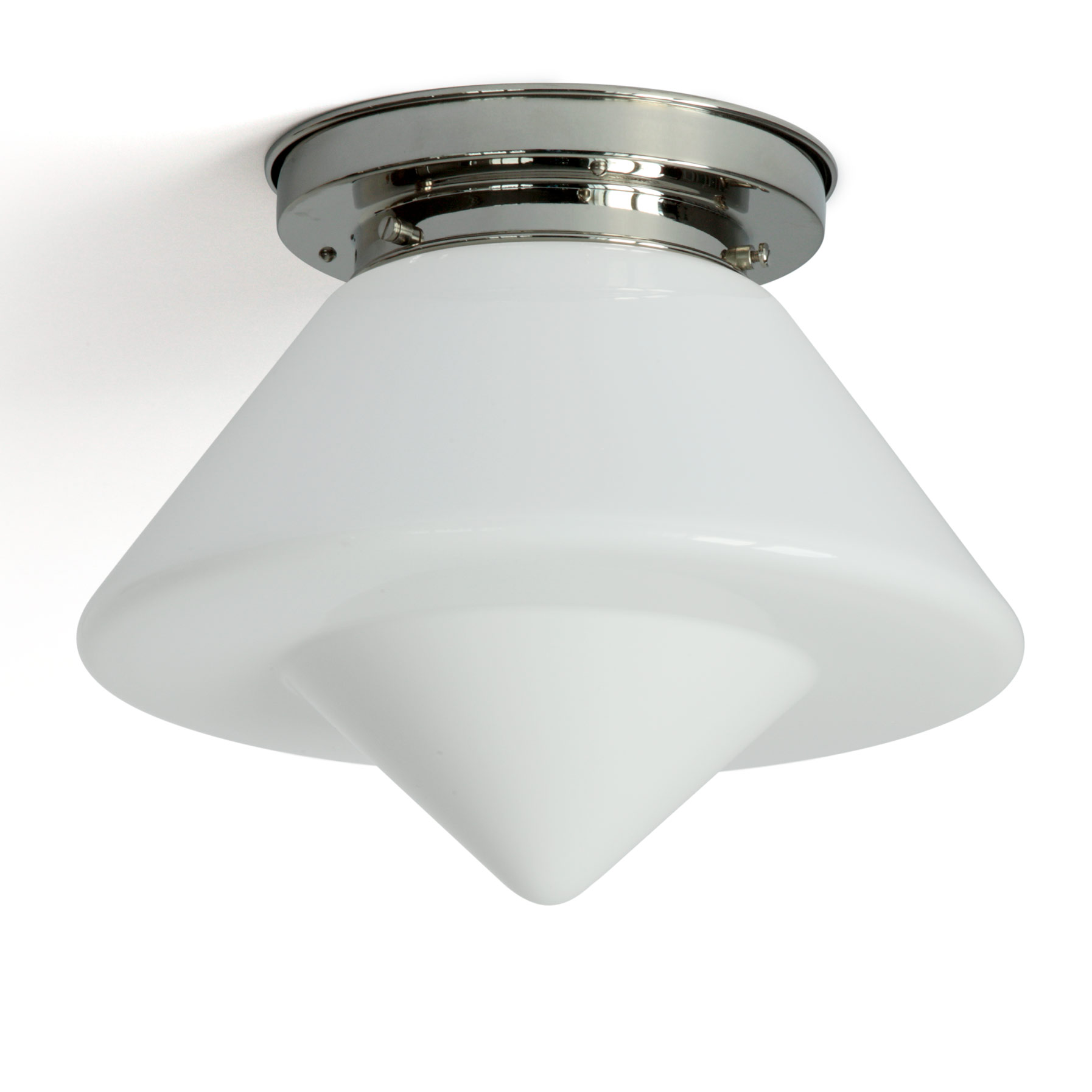 Art déco-Deckenleuchte mit Doppelkegel-Glasschirm, Ø 30 cm Art déco-Deckenleuchte mit Doppelkegel-Glasschirm, Ø 30 cm