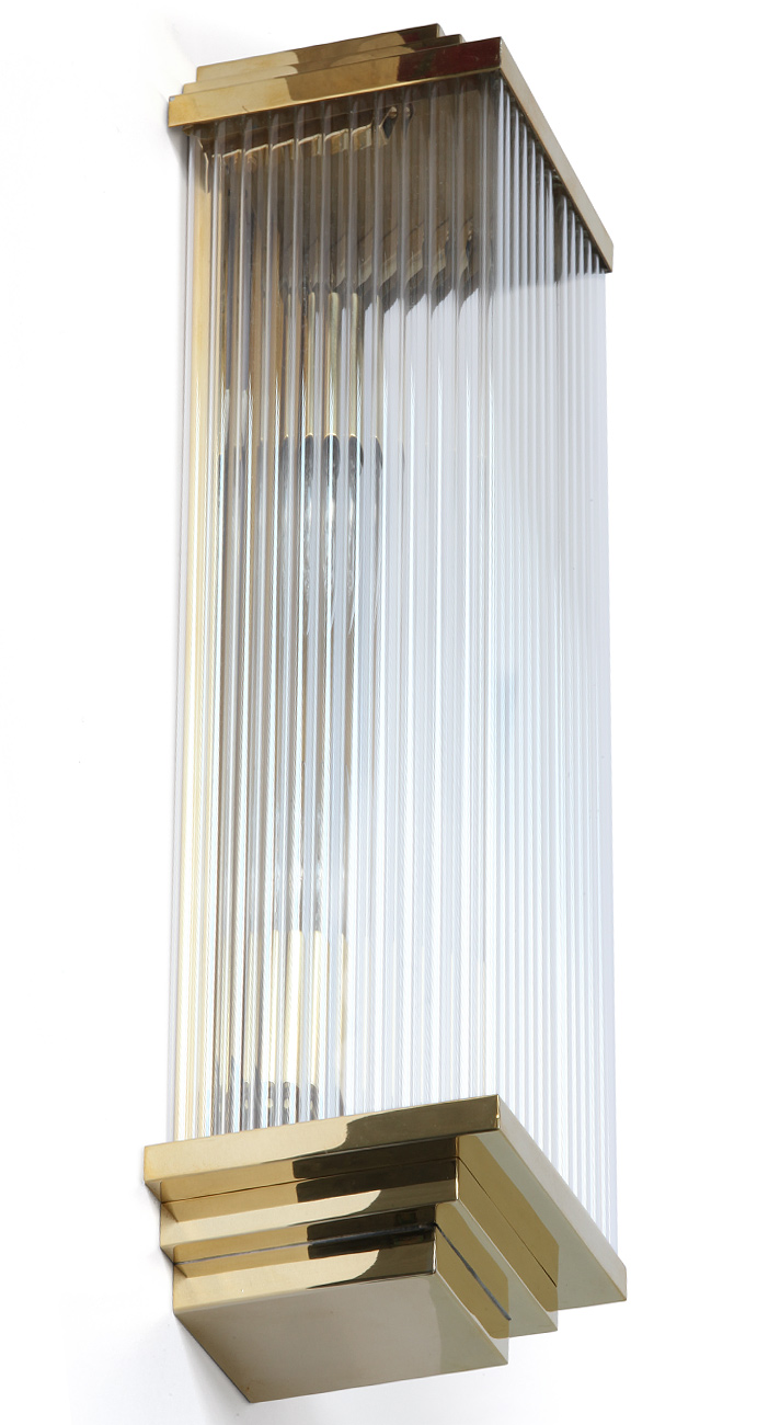 Tall Art Deco wall sconce with crystal rods, 46/70 cm