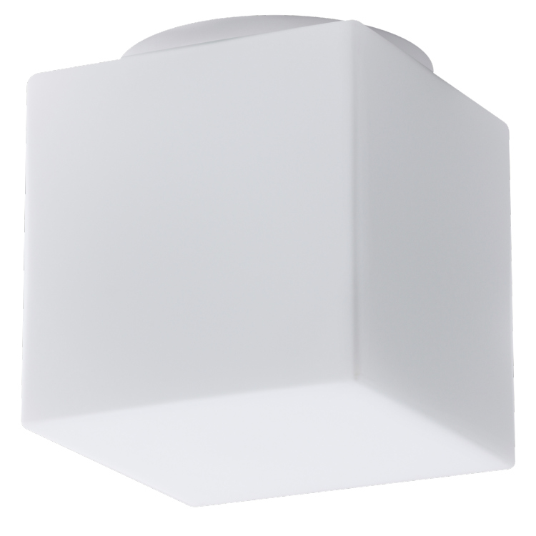 Kleine Würfel-Deckenleuchte aus Opalglas KUBUS: Seitenlänge 18,4 cm, L