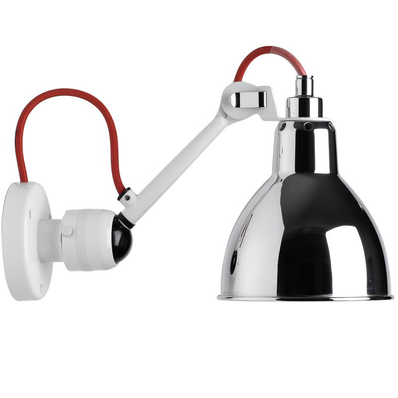 Adjustable white wall light N ° 304 with chrome shade