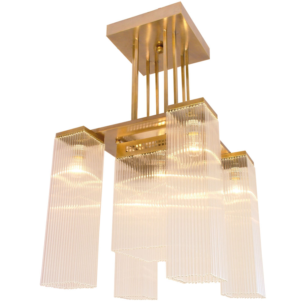 Art déco-Kristallstäbchen-Leuchter HOFFMANN I: Beeindruckend schöne Beleuchtung für Lobbies, Foyers und Säle (Modell 1)
