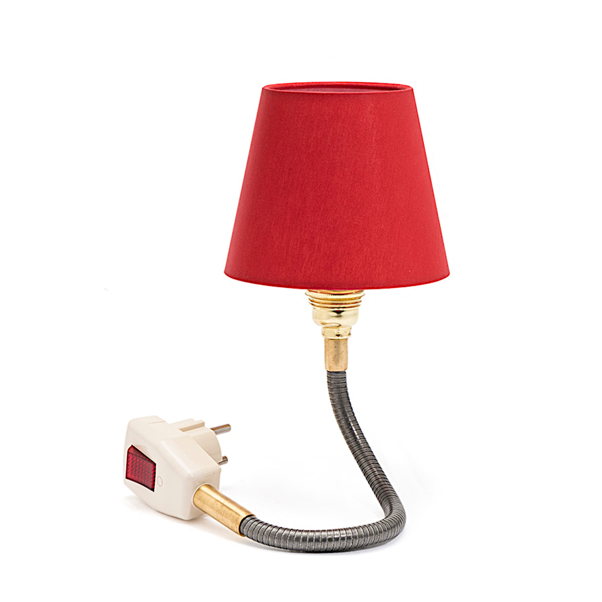 Steckerleuchte GLÜHWÜRMCHEN CLASSIC mit Textilschirm Rot