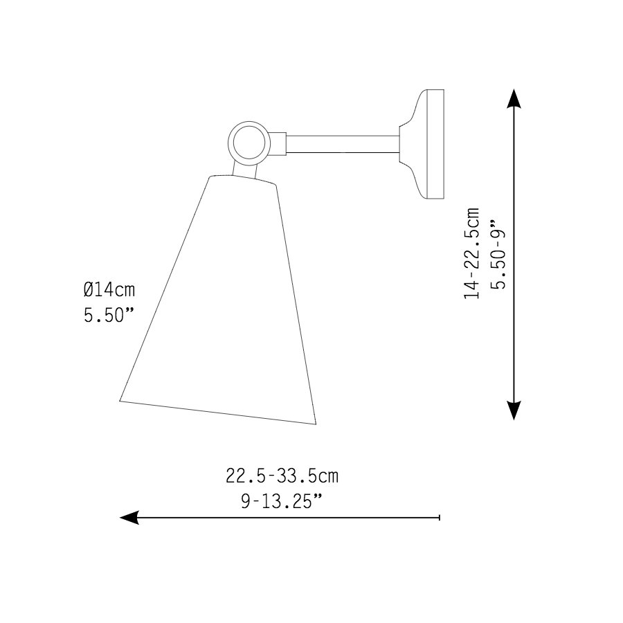 Verstellbare Wandleuchte mit Tütenschirm aus Messing MOA, Bild 12 Verstellbare Wandleuchte mit Tütenschirm aus Messing MOA, Bild 12