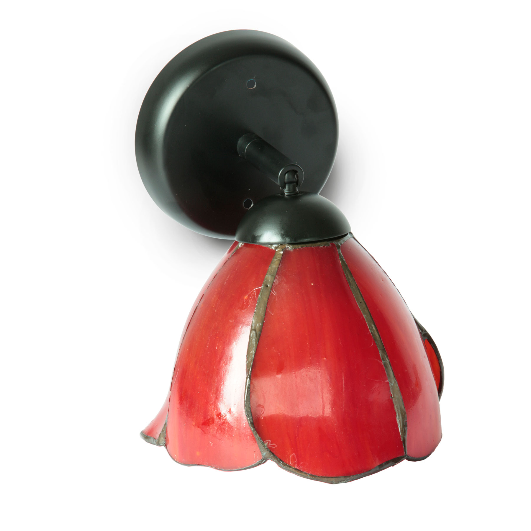 Fig. 2: Rote Blüten-Wandleuchte Small Jointed Wall Light with Glass Shade "Poppy": Rote Blüten-Wandleuchte
