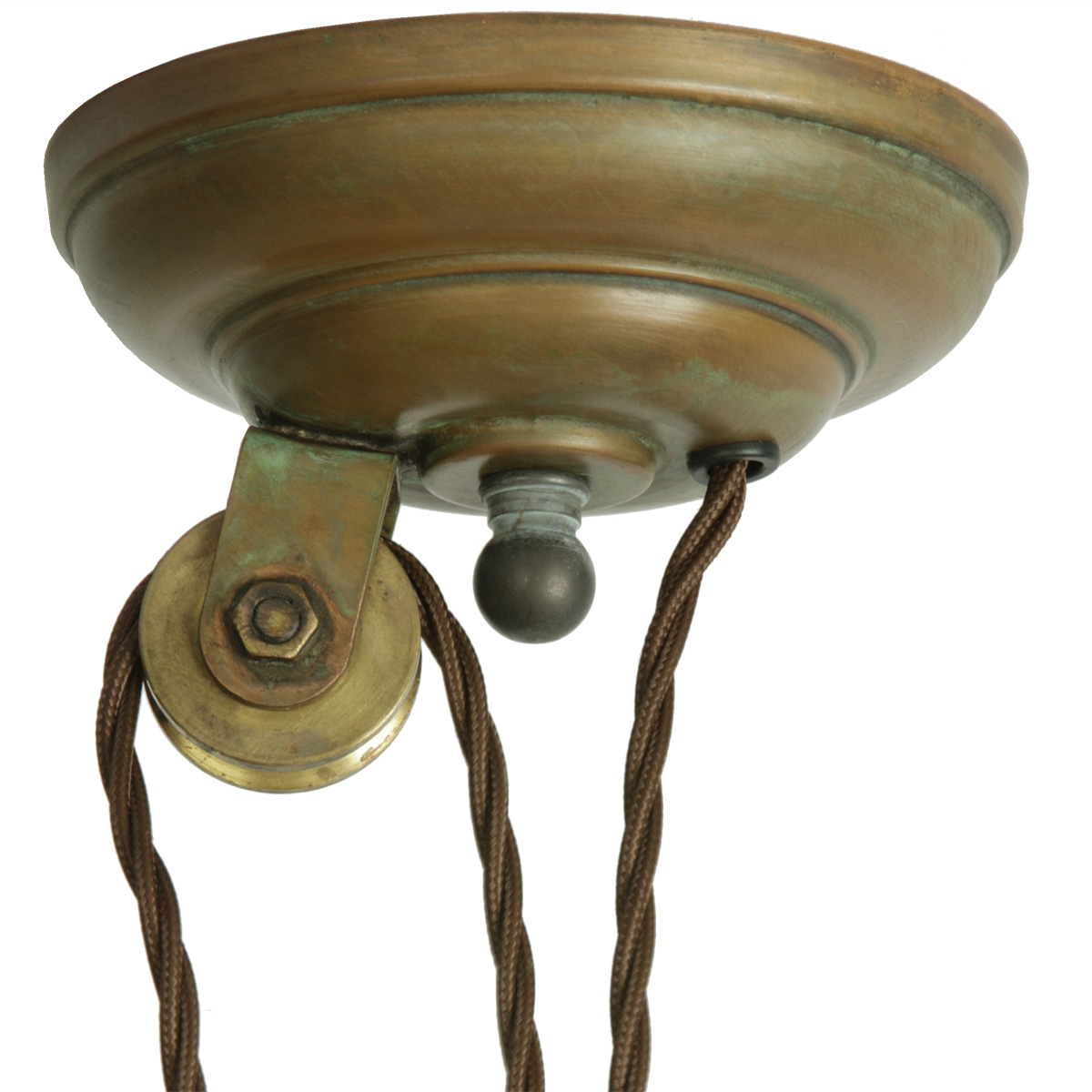 Bild 4: Baldachin mit Umkehrrolle aus Kupfer Rustikale Pendelleuchte aus Holland, verstellbar mit Gegengewicht: Baldachin mit Umkehrrolle aus Kupfer