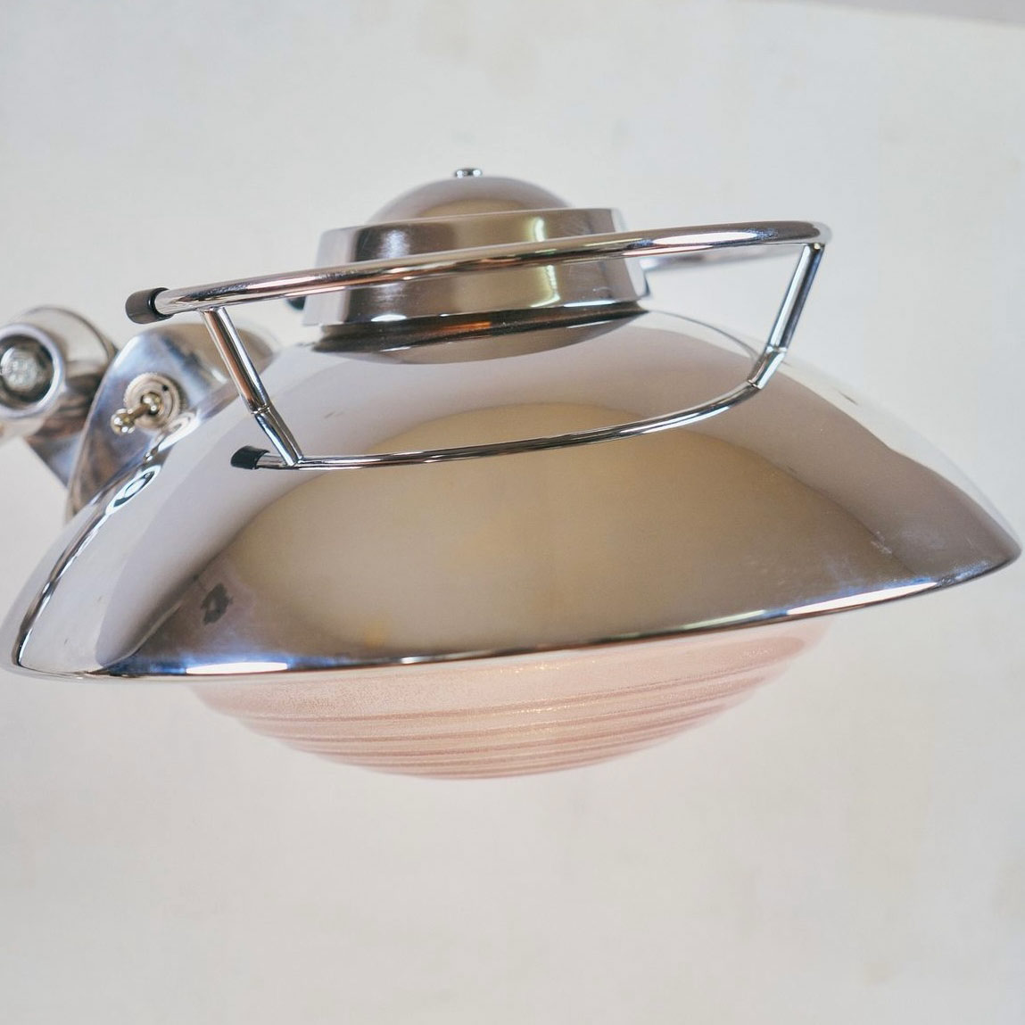 Bild 9: Verchromte Ausführung Gelenk-Wandleuchte nach Ferdinand SOLÈRE im Industriestil der 1950er Jahre: Verchromte Ausführung