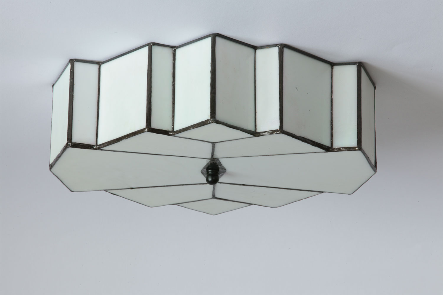 Art Déco-Deckenleuchte aus perlmuttfarbenem Tiffany-Glas 33 cm, Bild 6