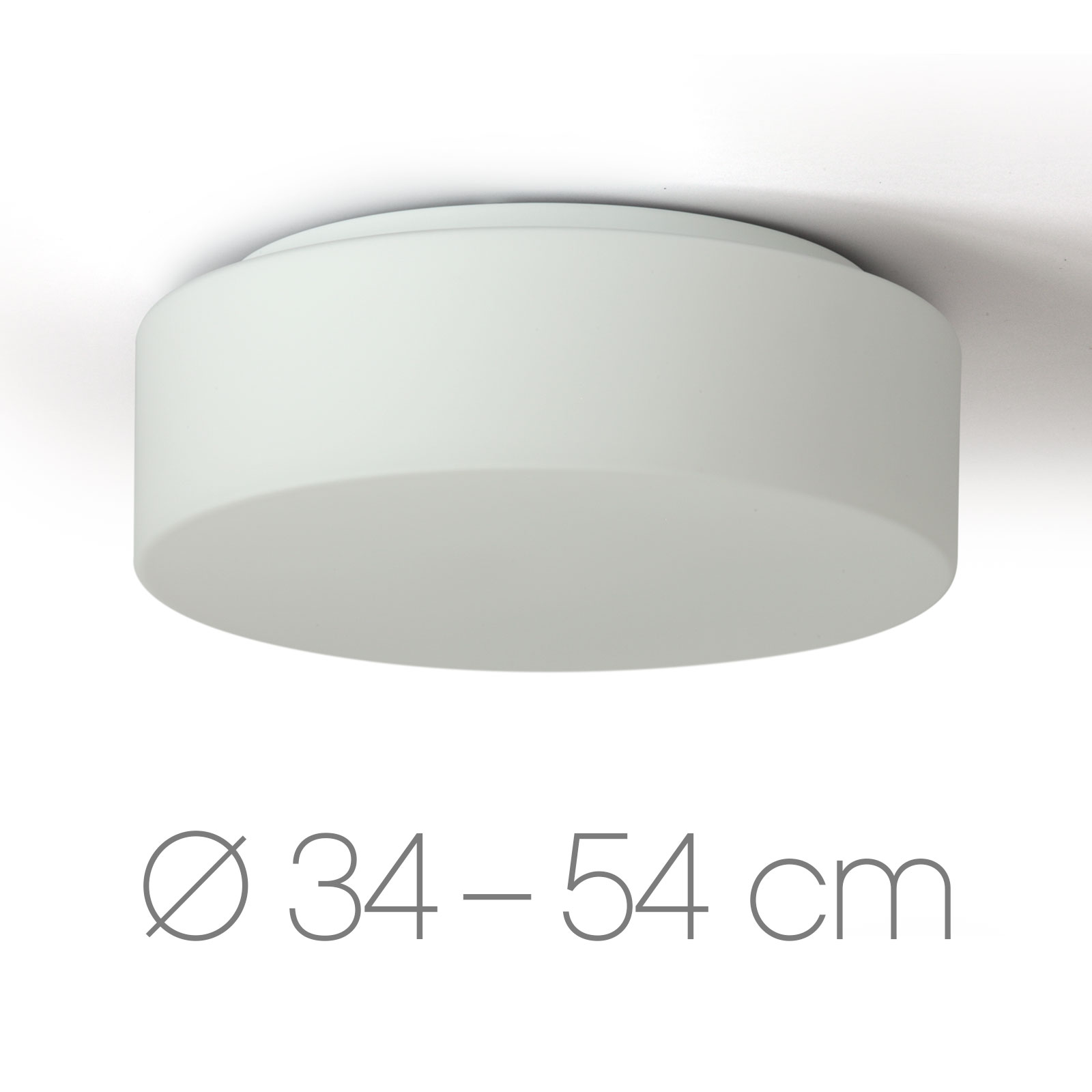 Schlichte Scheibe: Deckenleuchte Opalglas ERIK, Ø 34 bis 54 cm Schlichte Scheibe: Deckenleuchte Opalglas ERIK, Ø 34 bis 54 cm