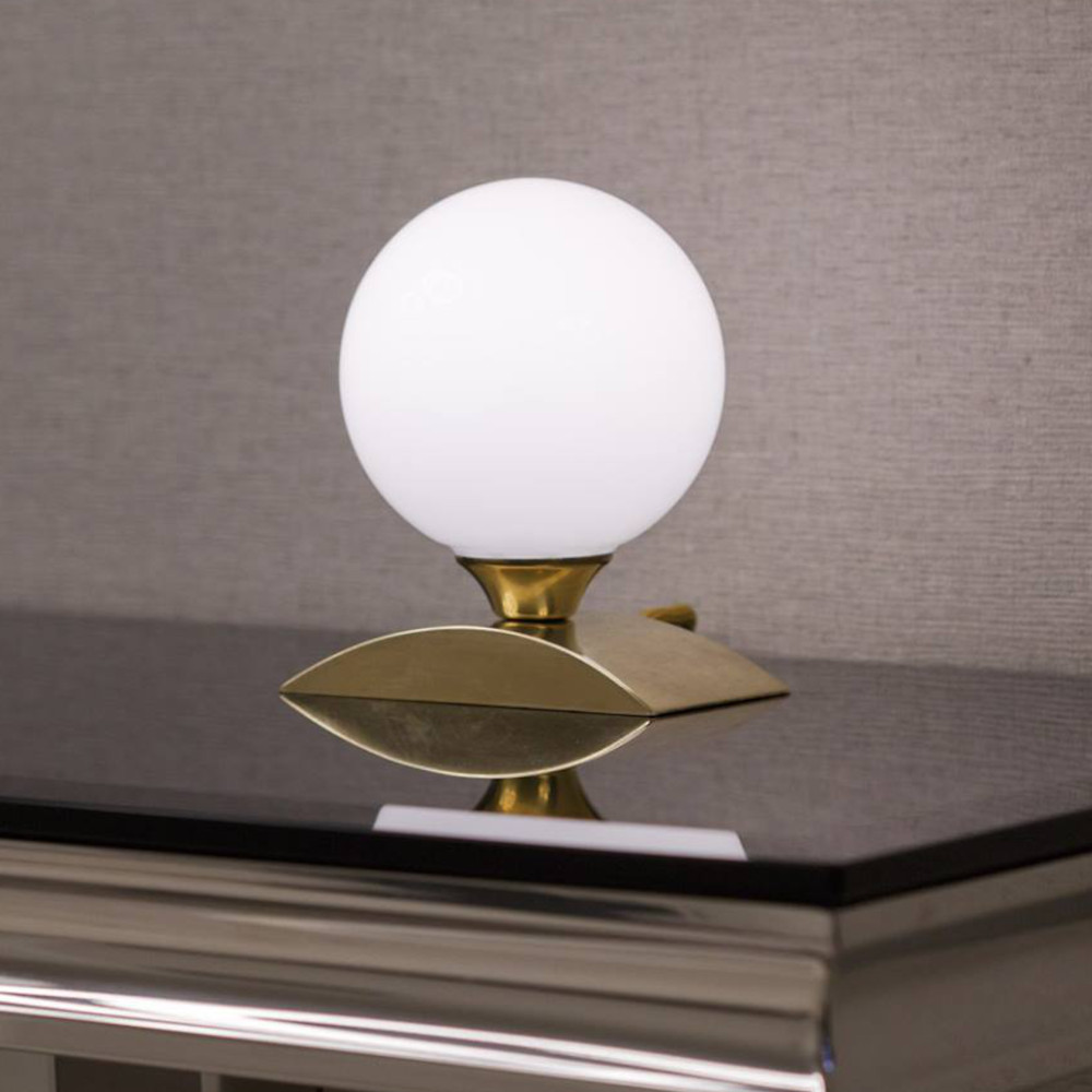 Bild 8: Messing poliert, unlackiert Elegante Kugel-Tischleuchte aus Messing: Messing poliert, unlackiert