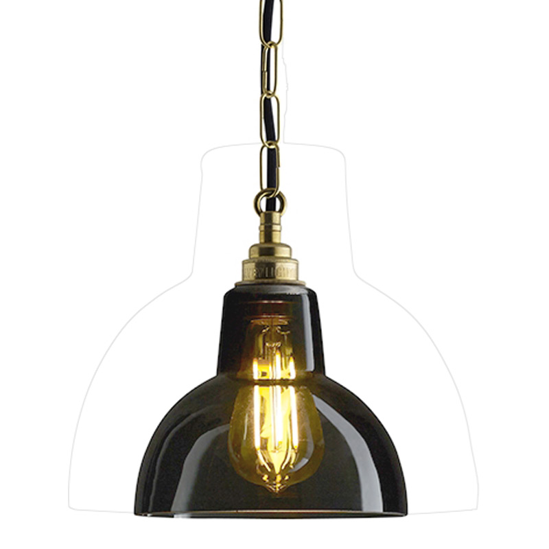 Glass pendant lamp with dark smoked glass, available in two sizes YORK