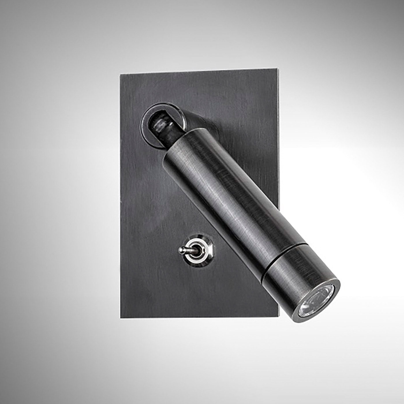 LED-Gelenk-Spot aus Messing zur Einbau-Montage AL45: Das Modell mit Schalter in schwarz patiniert.