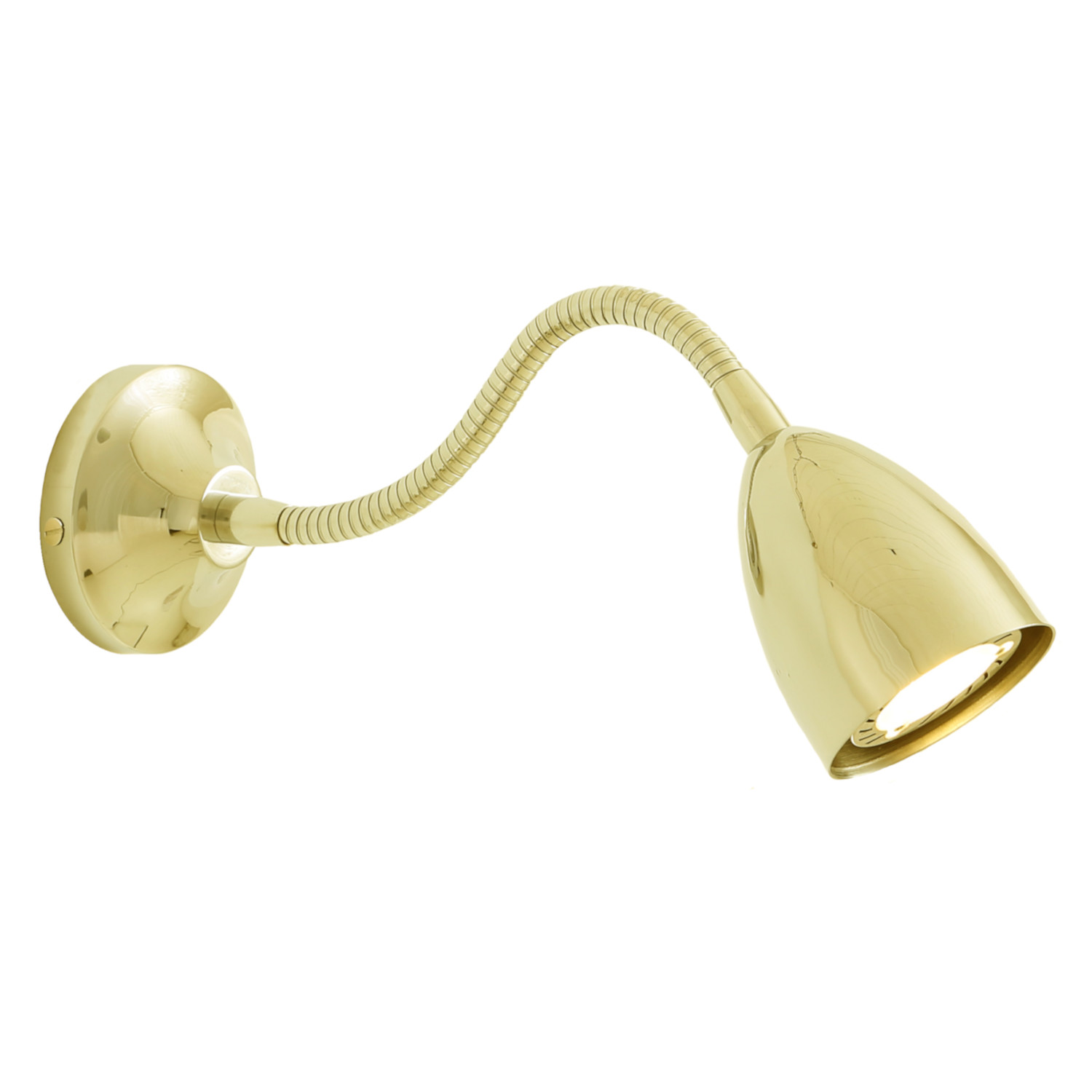 Fig. 3: Ideal as an adjustable bedside wall light, shown here in polished brass Adjustable Wall Light with Flexible Arm, Various Brass Finishes: Ideal as an adjustable bedside wall light, shown here in polished brass