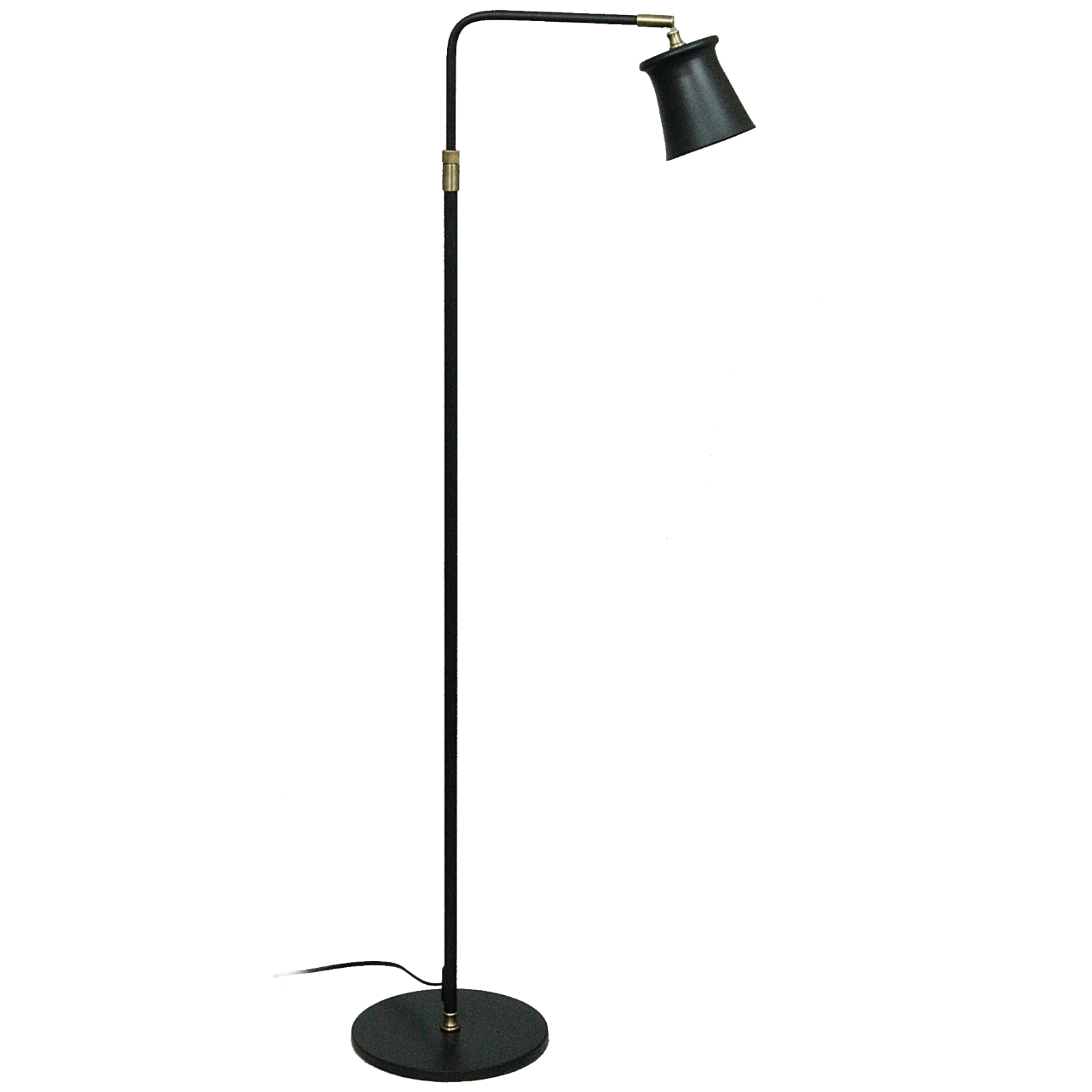 Dimmable Brass Floor Lamp with Round Shade