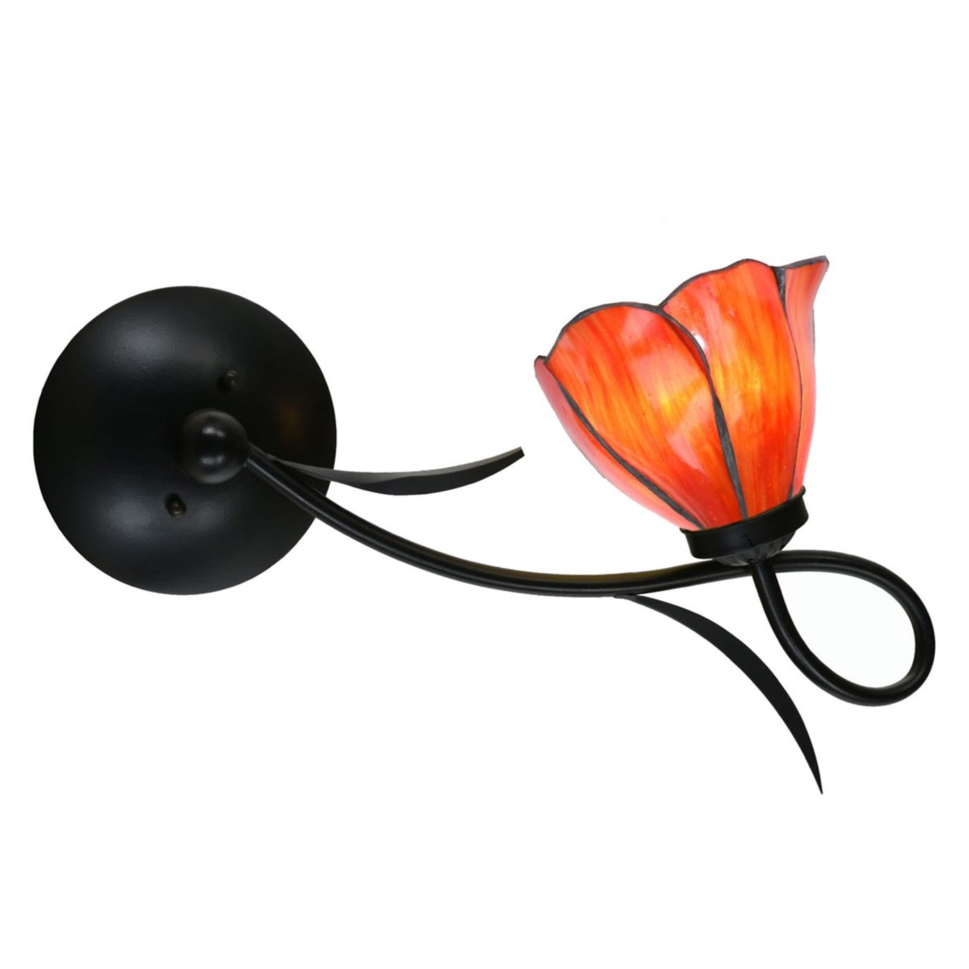 Intricate Wall Sconce with Red "Poppy Blossom" Glass Shade Intricate Wall Sconce with Red "Poppy Blossom" Glass Shade