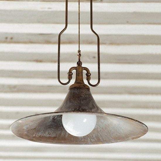 Large pendulum lamp made of patinated copper MULINO