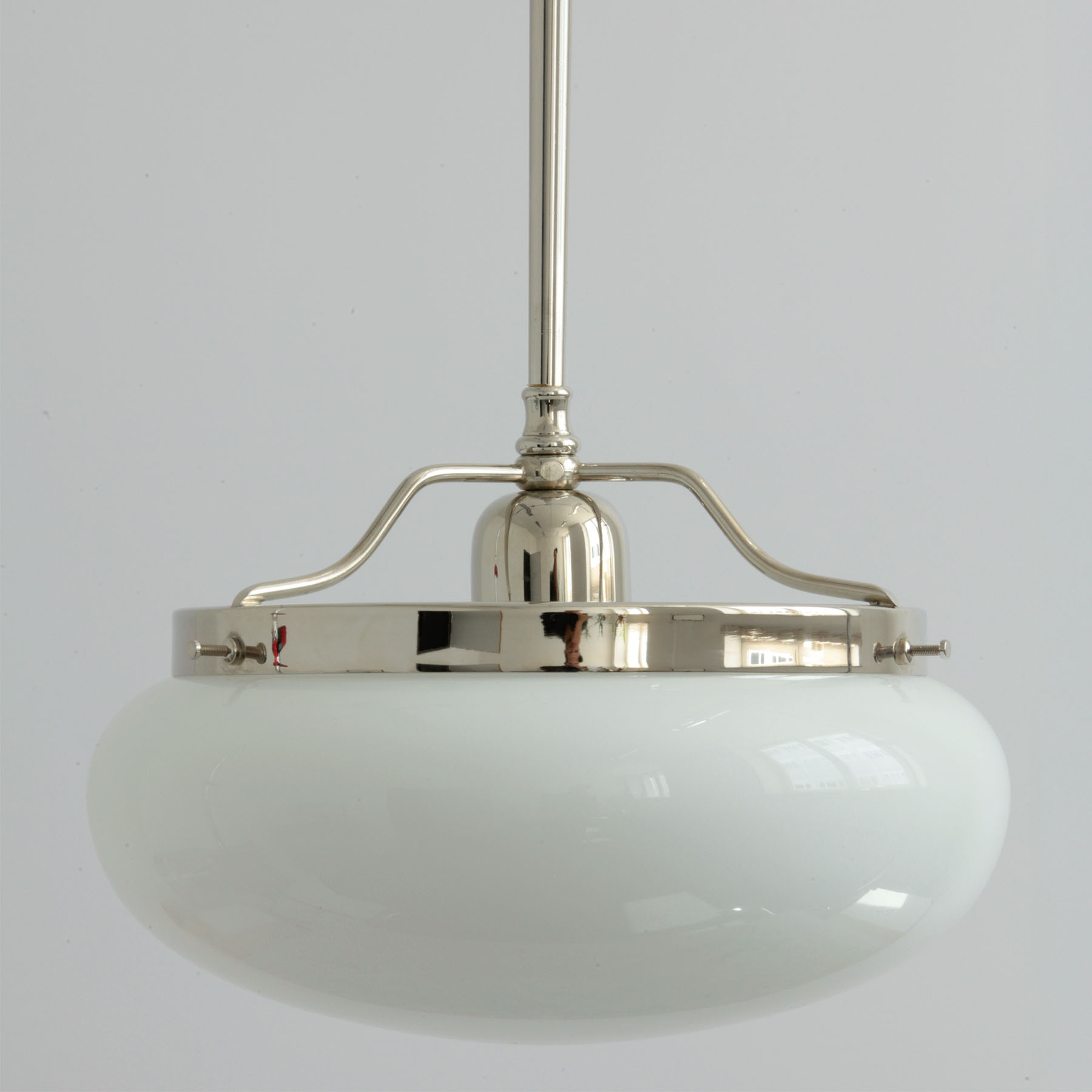 Elegant Pendant Light with Hemispheric Opal Glass Shade