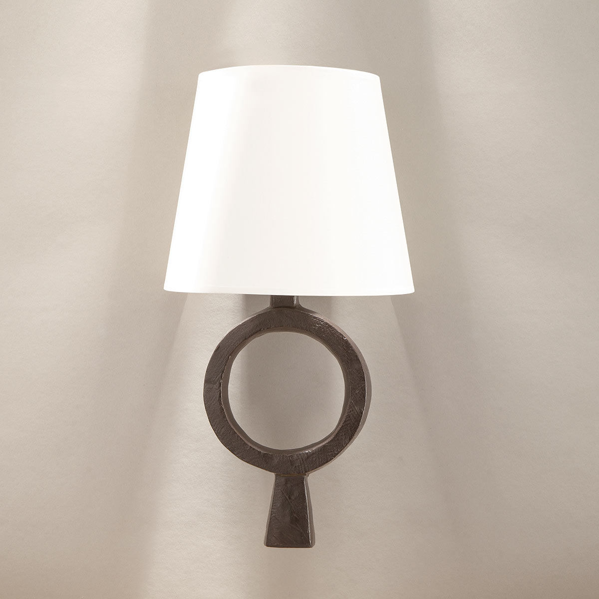 Bronze cast wall light DONA with fabric shade