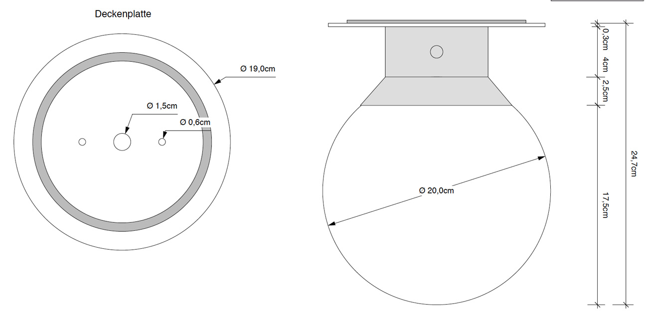 GLOBUS Kugel-Deckenleuchte für das Bad (IP 44) Ø 20 cm, Bild 7