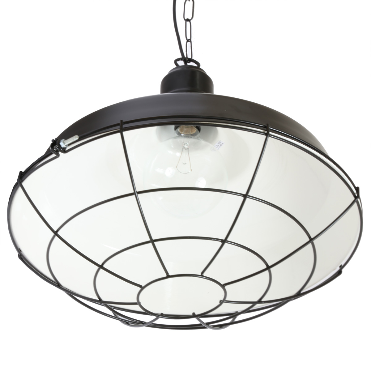 Bild 2: Die große Fabrikleuchte (Ø 50 cm), Ausführung in Schwarz matt (RAL 9005) Große Fabrikleuchte mit Schutzgitter COBALT: Die große Fabrikleuchte (Ø 50 cm), Ausführung in Schwarz matt (RAL 9005)