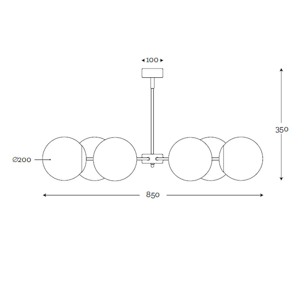6-armiger Glaskugel-Deckenleuchter, farbig oder klar Ø 85 cm, Bild 9 6-armiger Glaskugel-Deckenleuchter, farbig oder klar Ø 85 cm, Bild 9