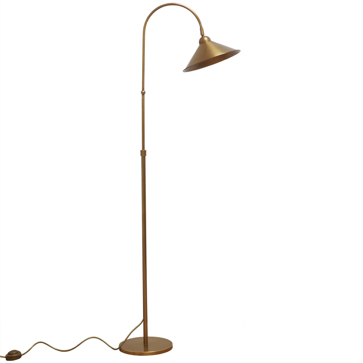 Bild 5: Messing patiniert Französische Messing-Stehleuchte mit Bogen-Arm TOKYO: Messing patiniert