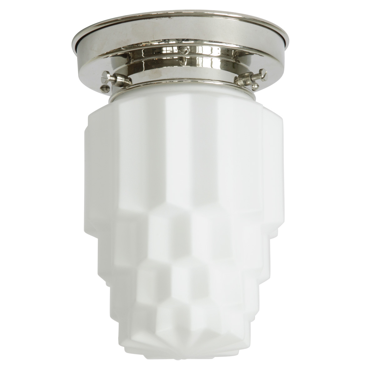 Deckenleuchte mit matt-opalenem Eiskristallglas Ø 12 cm Deckenleuchte mit matt-opalenem Eiskristallglas Ø 12 cm