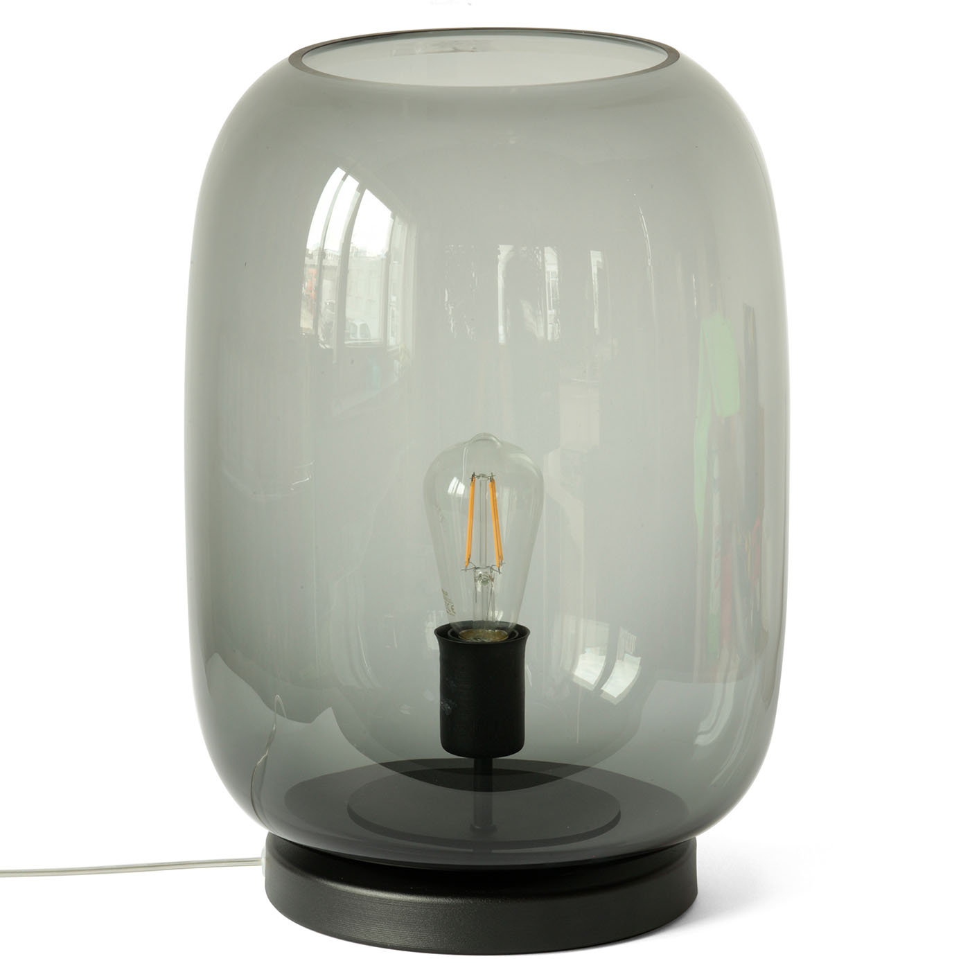 Große Glas-Tischleuchte (45 cm) mit Rauchglas-Schirm Große Glas-Tischleuchte (45 cm) mit Rauchglas-Schirm