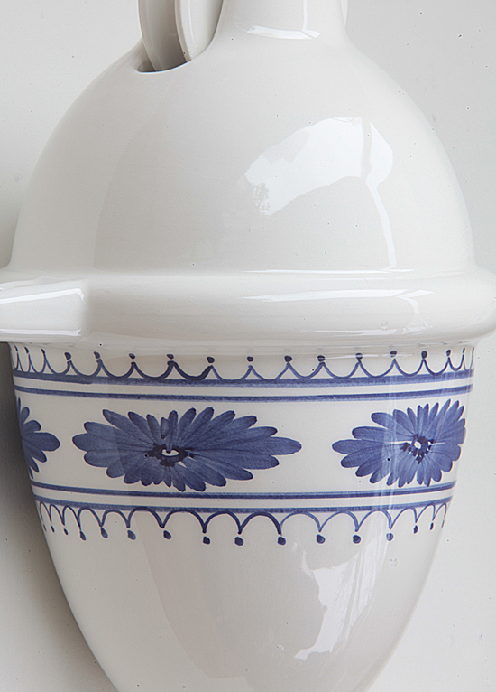 Rustikale Keramik-Pendelleuchte ALESSANDRA: Ausführung als Keramik-Zugpendelleuchte mit Dekor 112: Das Gegengewicht