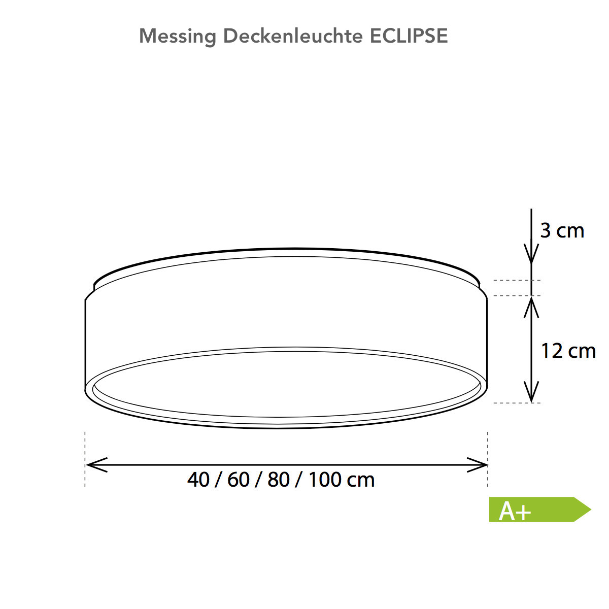 Ring-Deckenleuchte ECLIPSE, Messing, innen reflektierend poliert, Ø 40–100 cm, Bild 3