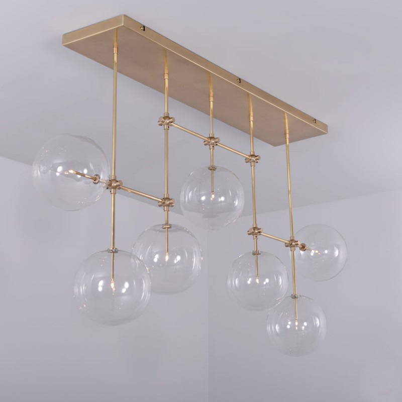 Modern brass ceiling lamp with seven glass balls Modern brass ceiling lamp with seven glass balls