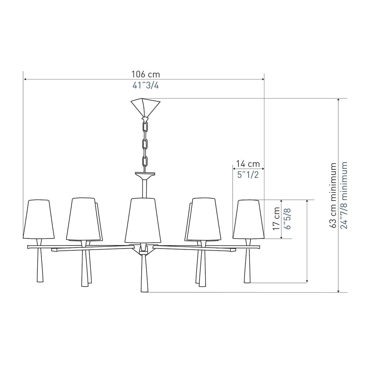 Bild 7: Großes Modell Exklusiver Bronzeguss-Lüster PABLO mit Textilschirmen (Ø 90 / 106 cm): Großes Modell