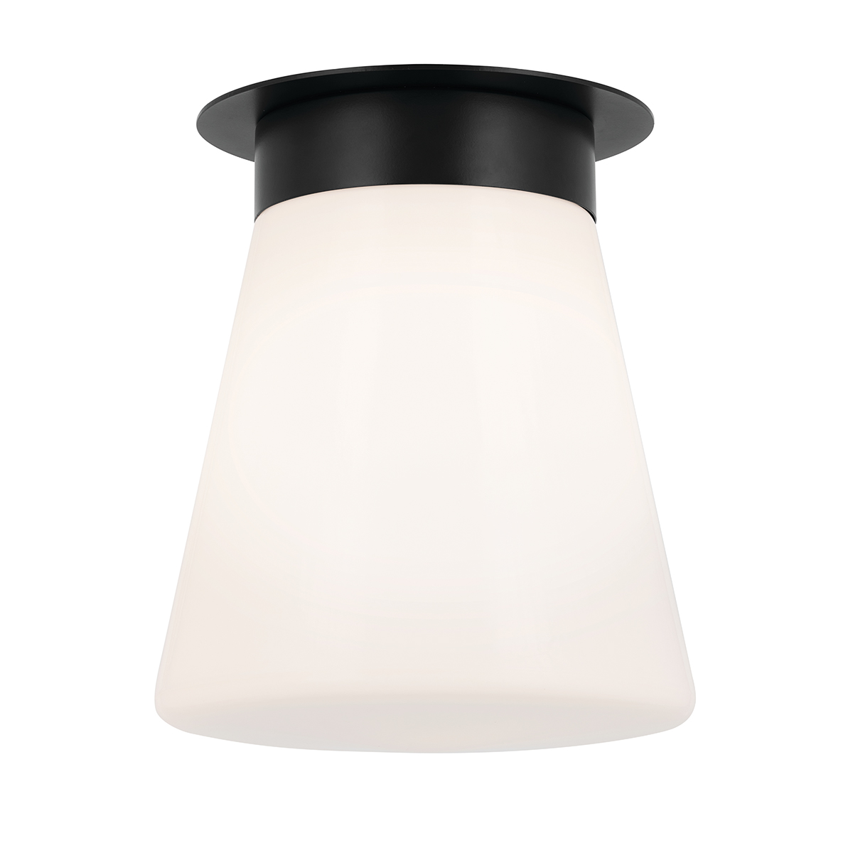 Elegante schwarze Deckenleuchte mit glänzendem Opalglas