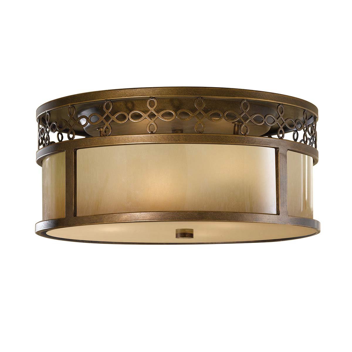 Bronzefarbene, runde Deckenleuchte mit Zierrand, Ø 38 cm