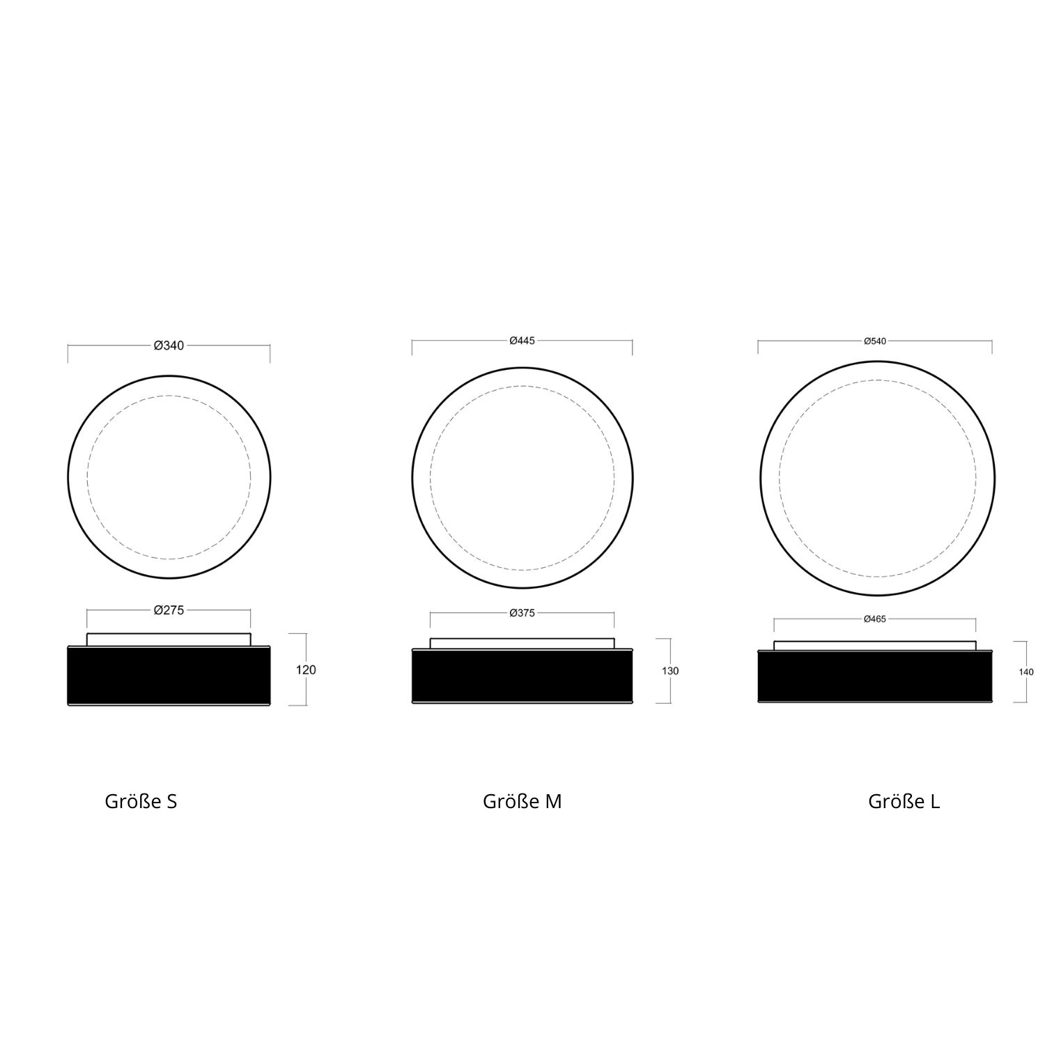 Runde Opalglas-Deckenleuchte ERIK mit schwarzer Blende, Ø 34 bis 54 cm, Bild 16