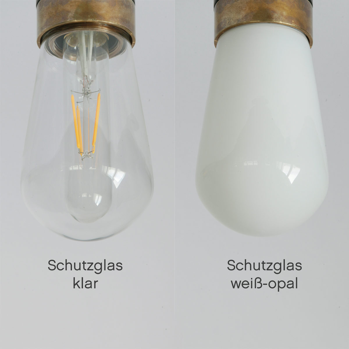 Bild 3: Glaskolben (klar oder weiß) Bad-Deckenleuchte mit flachem Schirm aus „Holophan“-Glas, IP65: Glaskolben (klar oder weiß)