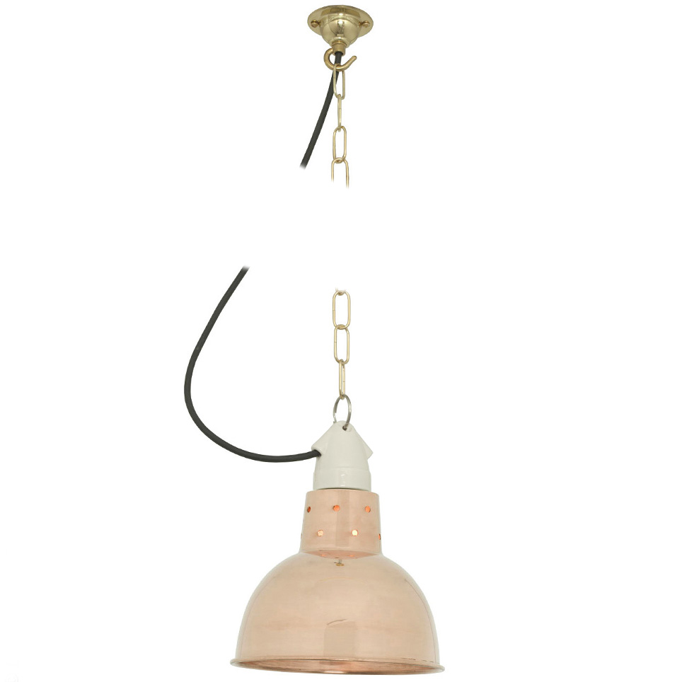 Kleine Stall-Lampe mit Porzellanhalter, Kupfer, Bild 5