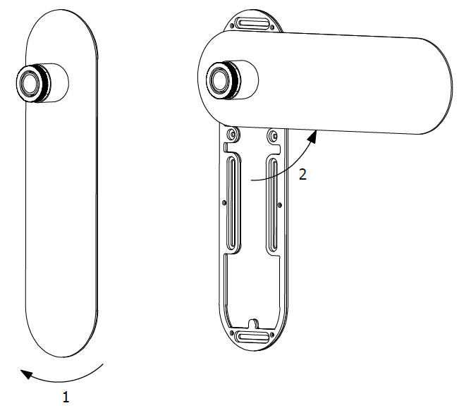 Bild 14: Das Wandteil hat keine sichtbaren Schrauben, diese werden mit einer zur Seite schwenkbaren Abdeckung verborgen Minimalistische Design-Wandleuchte mit satinierter Glaskugel ADRION: Das Wandteil hat keine sichtbaren Schrauben, diese werden mit einer zur Seite schwenkbaren Abdeckung verborgen