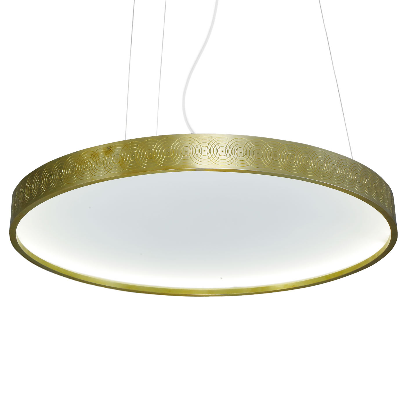 Große, flache Ring-Hängeleuchte aus Messing, Ø 70 cm Große, flache Ring-Hängeleuchte aus Messing, Ø 70 cm