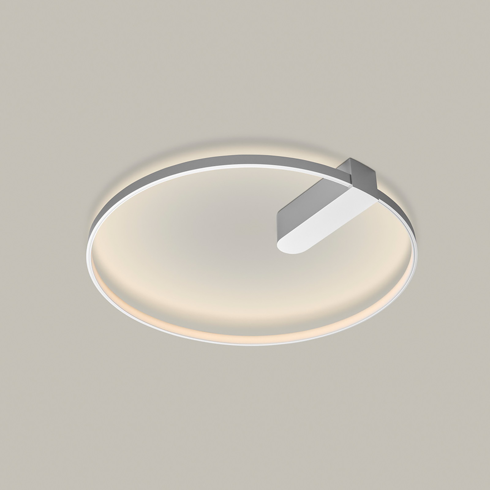 Powerful LED-Ring: Ceiling Light Fixture ORBIT with Ø 42 cm: Abgebildet in Silber matt