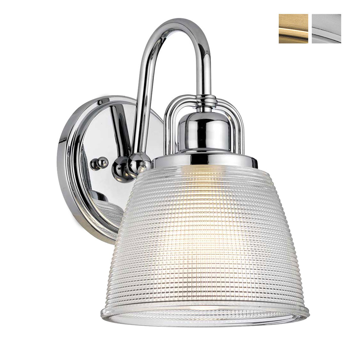 Small Bathroom Wall Light with a Textured Pressed Glass Shade