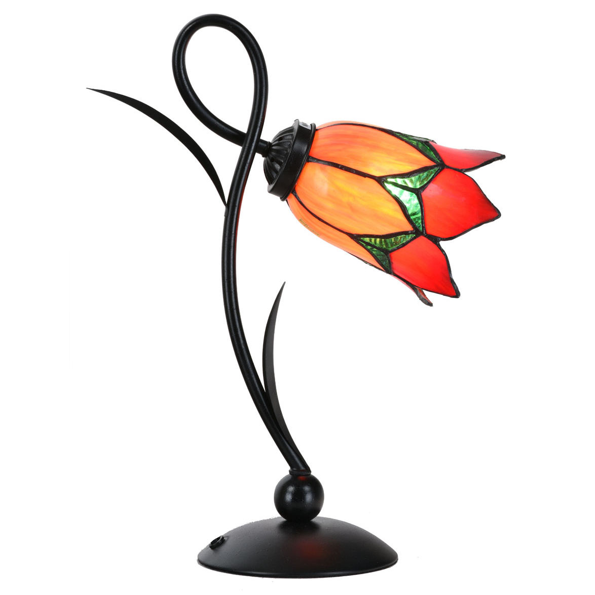 Tiffany table light with red flower shade Tiffany table light with red flower shade